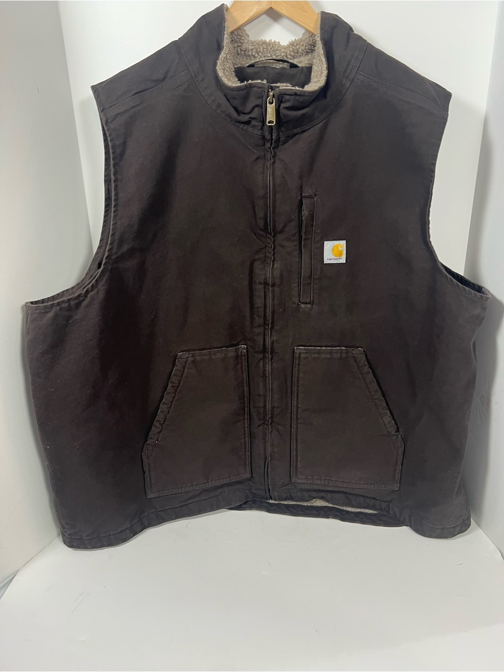Carhartt Brown Quilted Sherpa-Lined Work Vest
